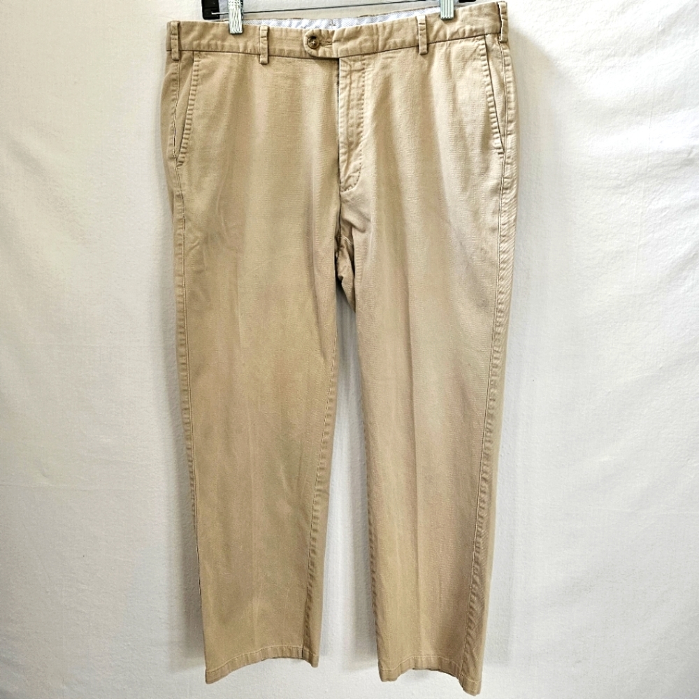 Peter Millar sz 36 Mens Soft Touch Twill Flat Front Pants Stone Golf Work Casual